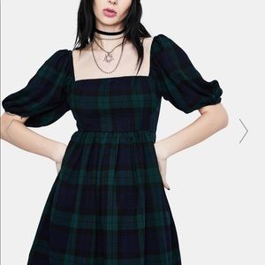 MOONLIGHT AURA PLAID BABYDOLL DRESS dollskill